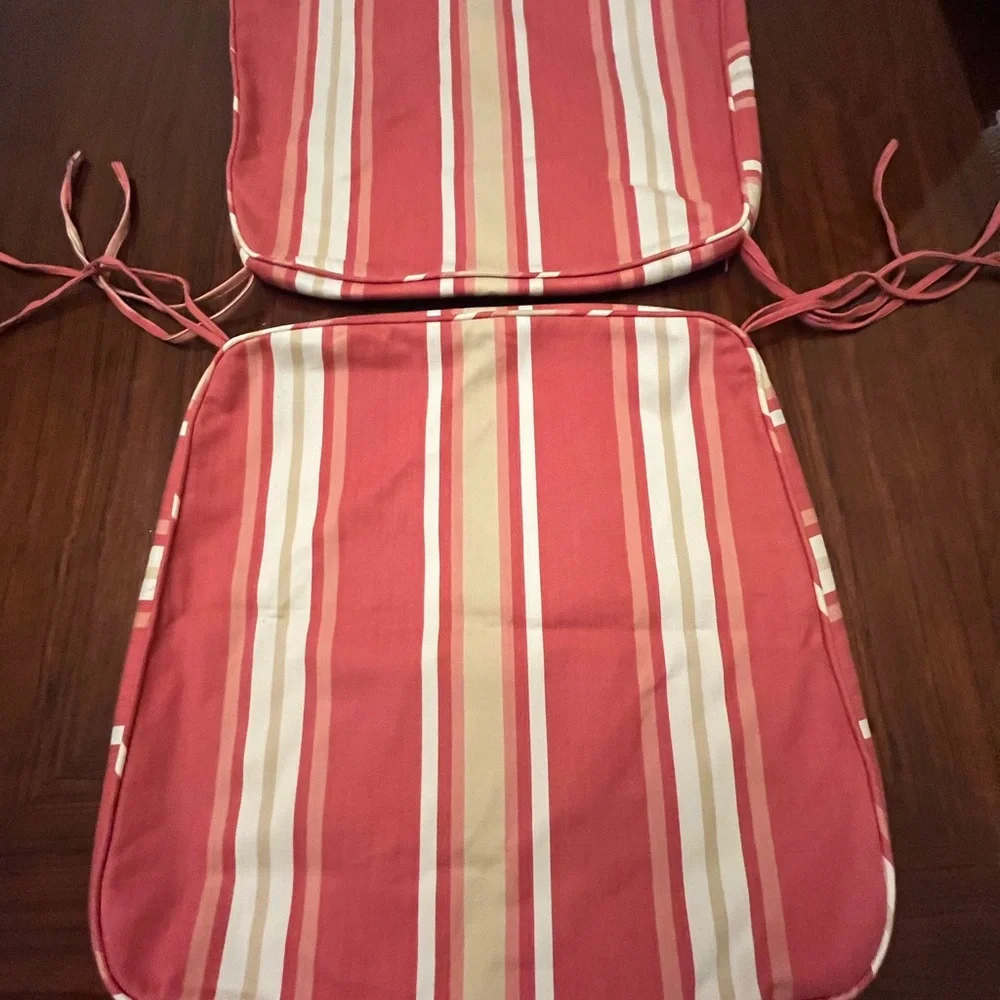 Pottery Barn Pink and Cream Striped chairs / cover (2)